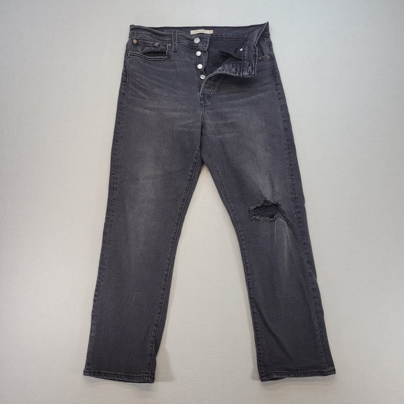 Levis Jeans Womens 31 Gray Wedgie Straight Button Fly High Rise Denim‎ - Picture 1 of 12